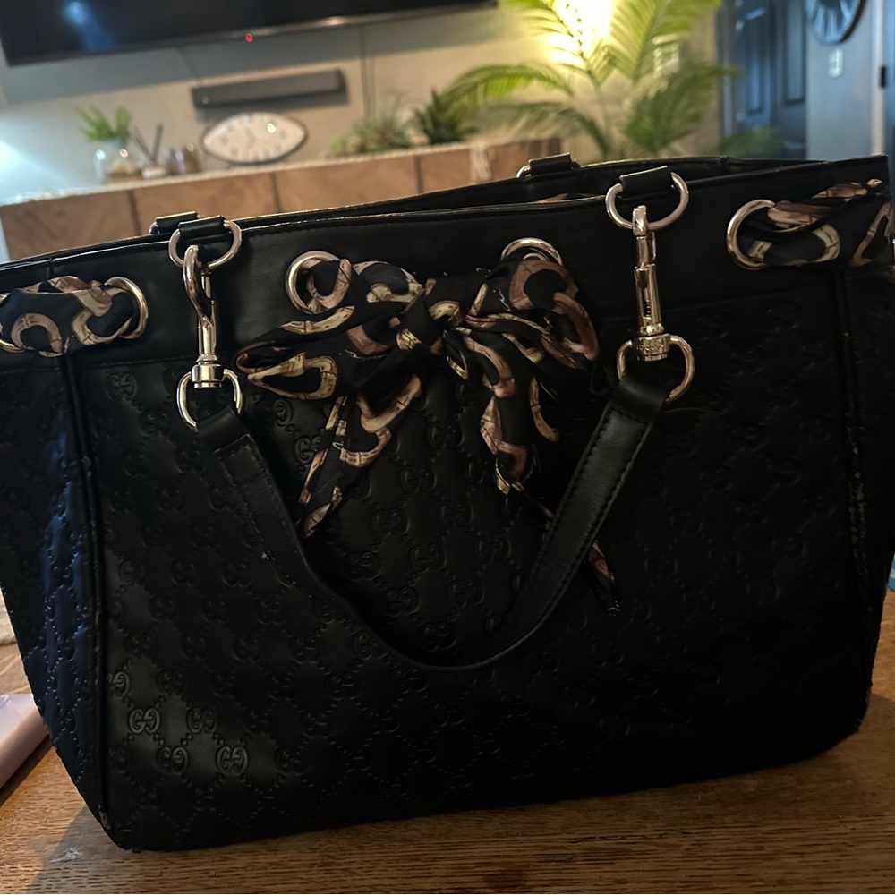 Gucci Black Purse with satin scarf